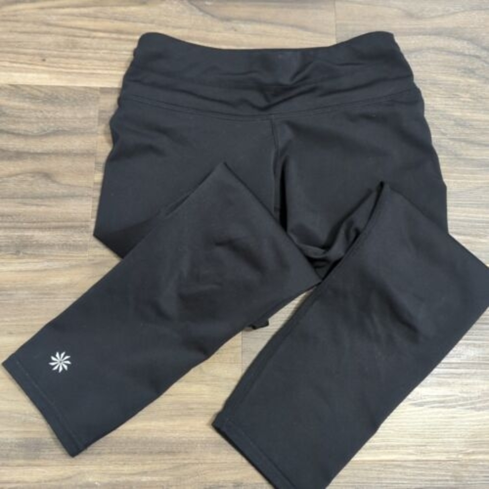 Athleta Leggings Womens XXS Black Crop Pants Casual Zip Pockets K12